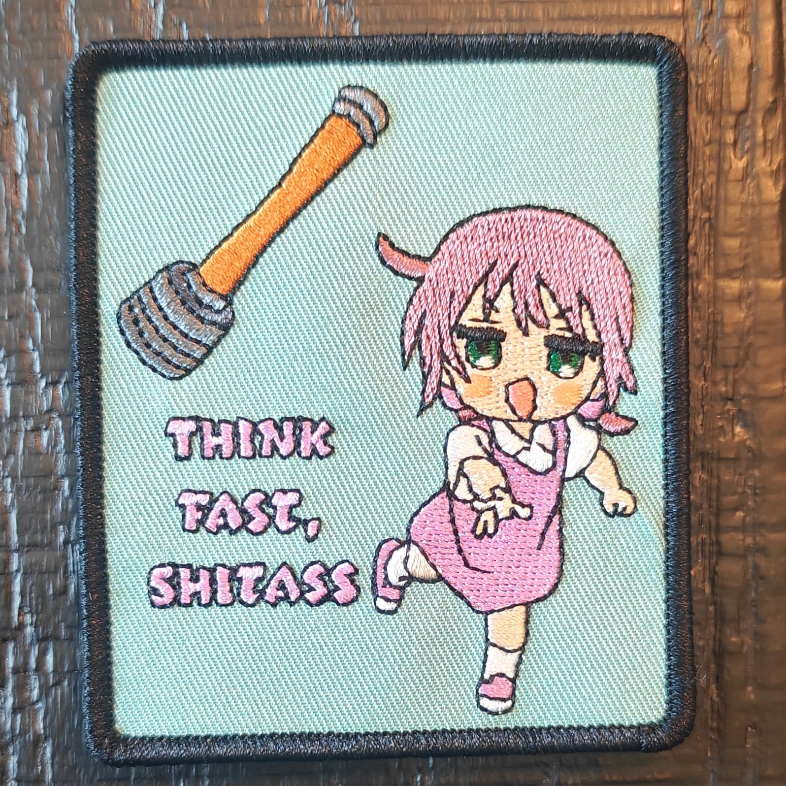 Hey! "Think Fast, Shitass!" Embroidered Patch - Explosive Anime Girl Edition