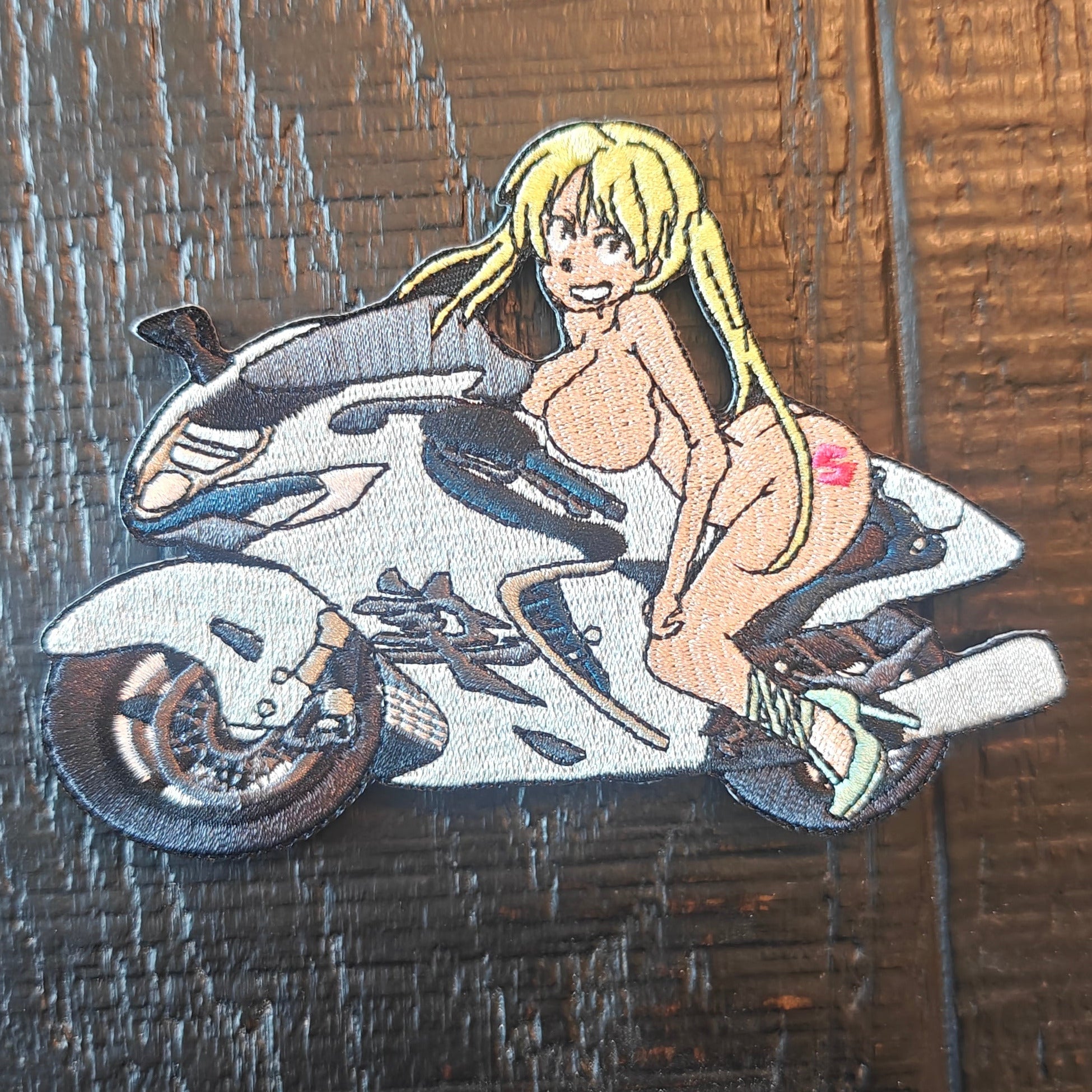 Motorcycle Pin-Up Girl Embroidered Patch - Hayabusa Edition